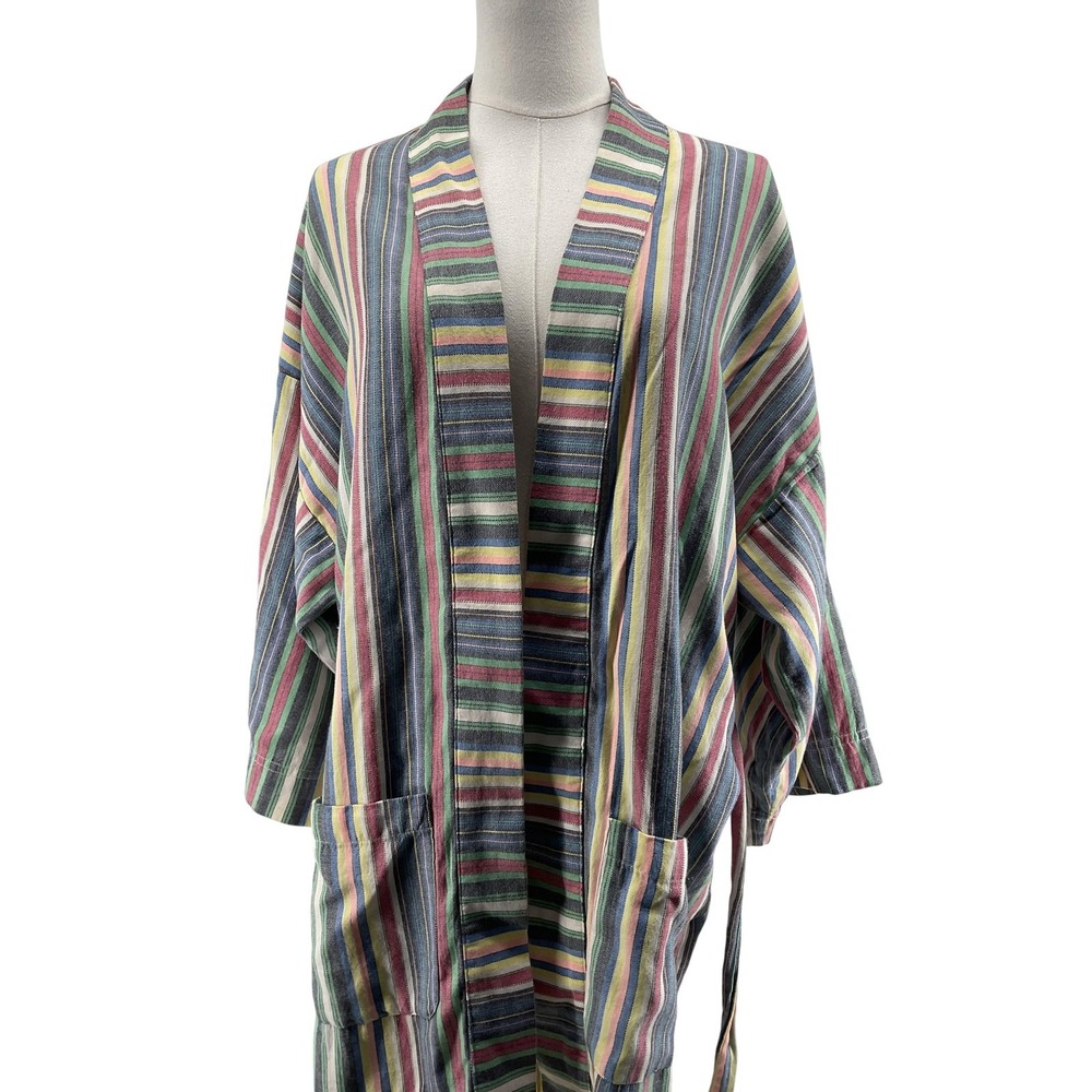 Marine Layer Coatigan Womens S/M Multicolor Cotton Kimono Belted Pockets
